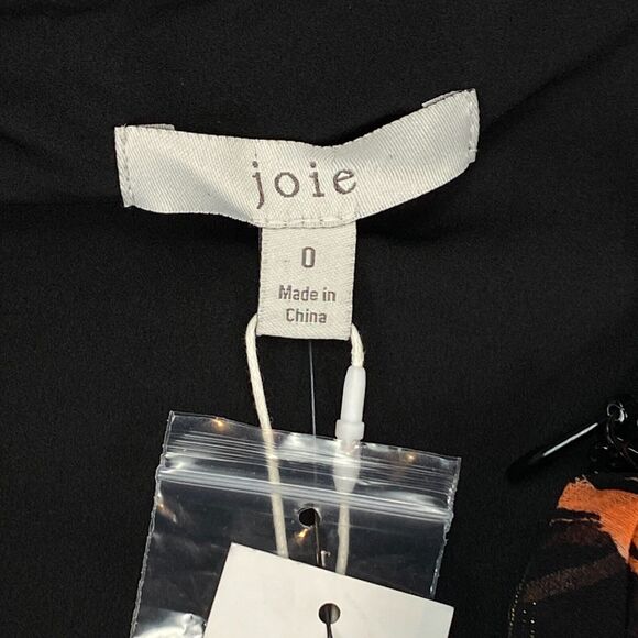 Joie Damein Halter Top Womens 0 Black Floral Metallic Threads Chiffon Sleeveless - Picture 6 of 16